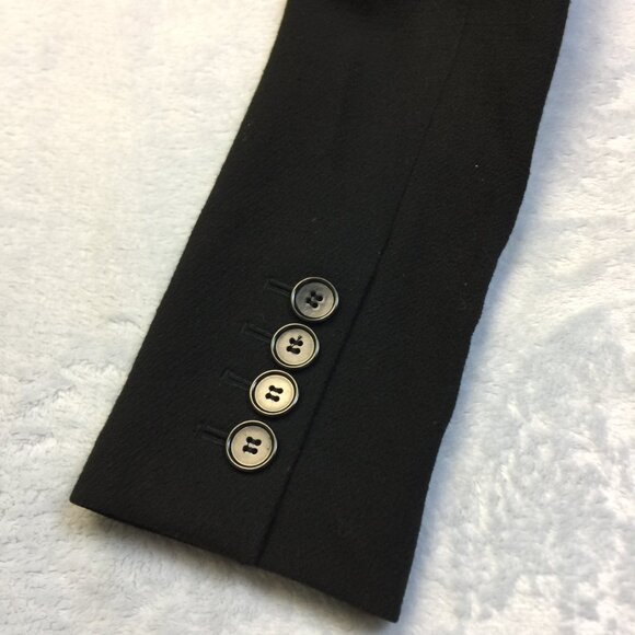 Vtg Ann Taylor Jacket Blazer 8P Womans Black Wool Double Breasted Ruffle Collar - Picture 9 of 15